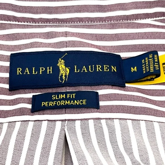 Ralph Lauren Slim Fit Performance Button Down | Size:Medium | Color: Burgundy - Picture 6 of 11